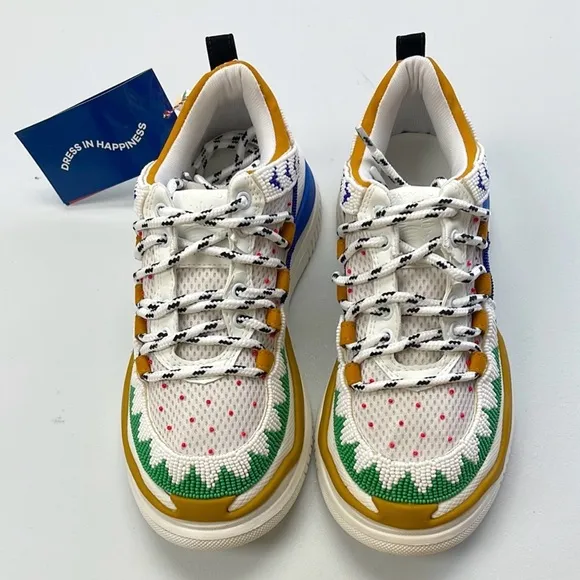 FARM RIO Apollo Embroidered Beaded Platform Multicolor Edgy Sneaker 7.5