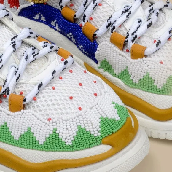 FARM RIO Apollo Embroidered Beaded Platform Multicolor Edgy Sneaker 7.5