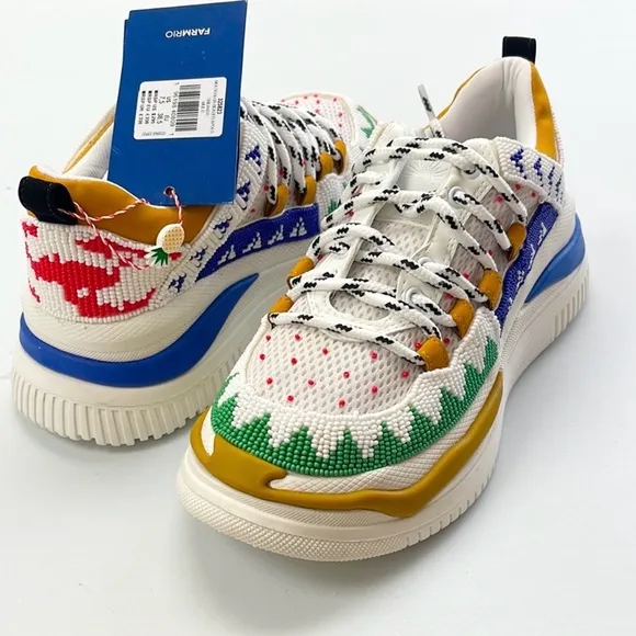 FARM RIO Apollo Embroidered Beaded Platform Multicolor Edgy Sneaker 7.5
