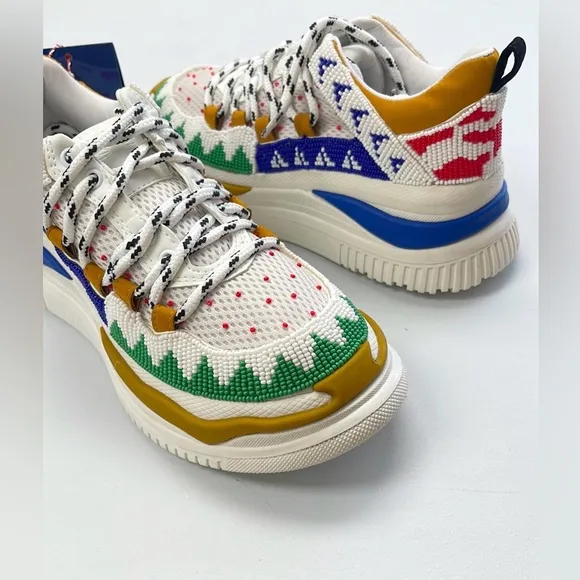 FARM RIO Apollo Embroidered Beaded Platform Multicolor Edgy Sneaker 7.5