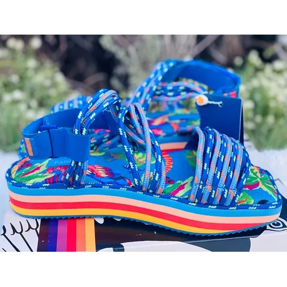 FARM Rio Blue Macaw Platform Sandals