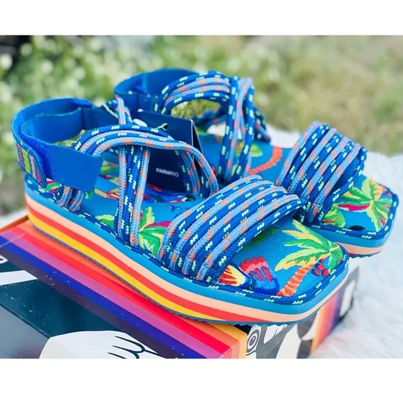 FARM Rio Blue Macaw Platform Sandals