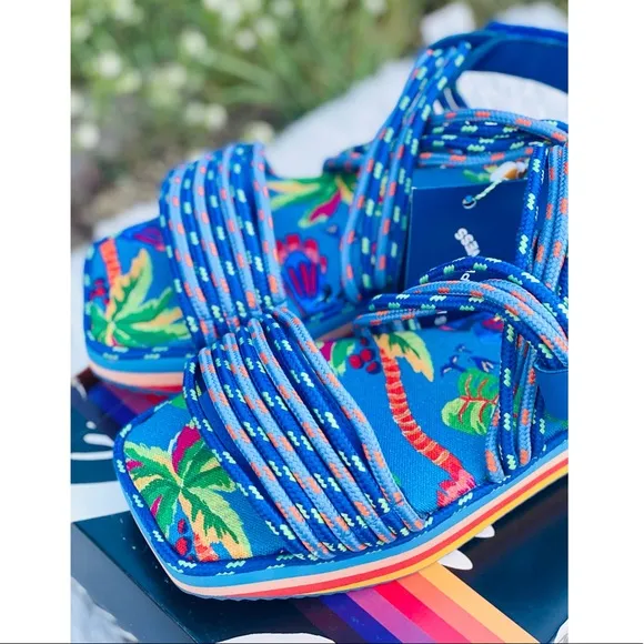 FARM Rio Blue Macaw Platform Sandals