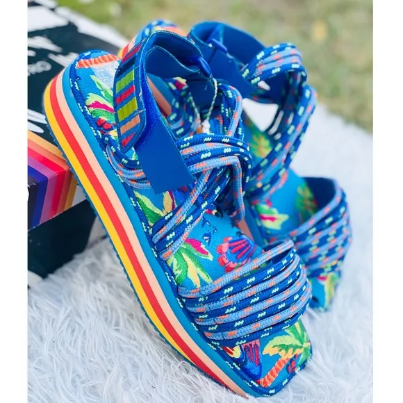 FARM Rio Blue Macaw Platform Sandals