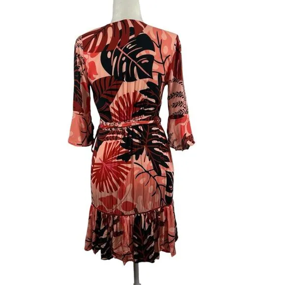 Farm Rio For Anthropologie Bruxelles Wrap Mini Dress XS Floral Tropical Boho