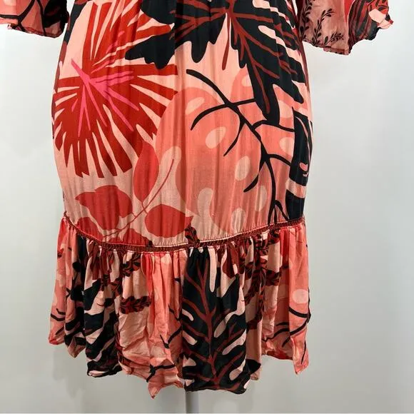 Farm Rio For Anthropologie Bruxelles Wrap Mini Dress XS Floral Tropical Boho