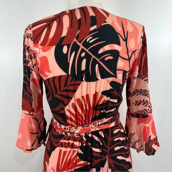 Farm Rio For Anthropologie Bruxelles Wrap Mini Dress XS Floral Tropical Boho