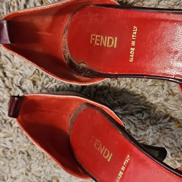 Fendi PROJECT Two-Tone Leather Heels – Burgundy &amp; Blush Size 36.5