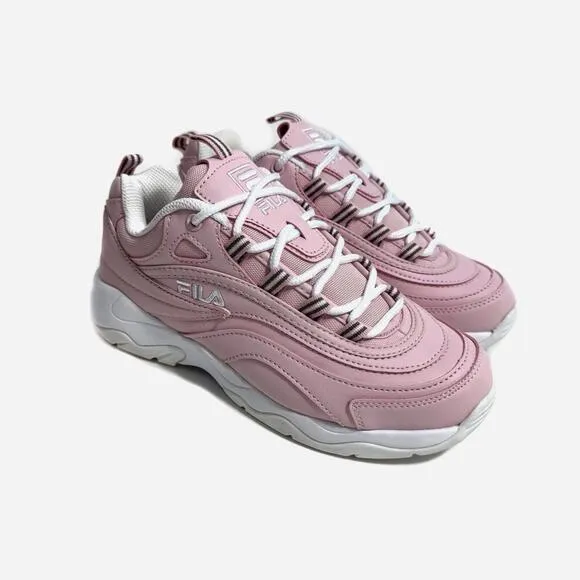 Fila Kids Big Girl Size 6 Pink White Ray Faux Leather Lace Up Sneakers Shoes NWT