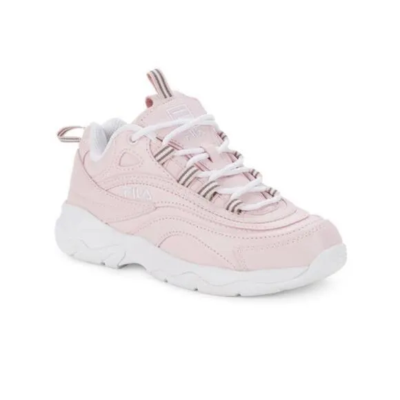 Fila Kids Big Girl Size 6 Pink White Ray Faux Leather Lace Up Sneakers Shoes NWT