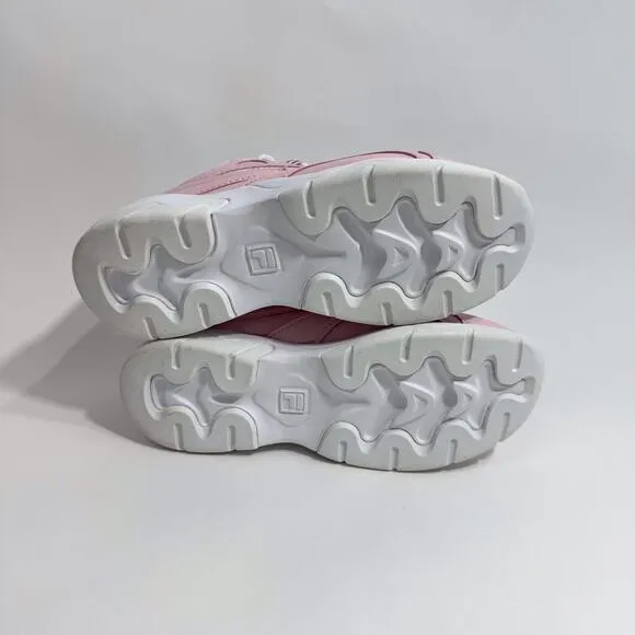 Fila Kids Big Girl Size 6 Pink White Ray Faux Leather Lace Up Sneakers Shoes NWT