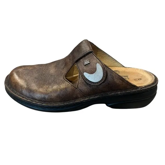 Finn Comfort Belem Slip On Mule Clog Brown Leather Shoes Women’s 37 D US 6.5-7