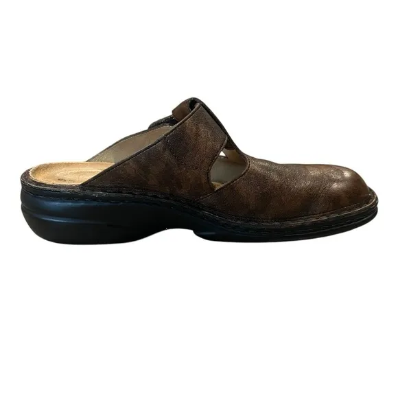 Finn Comfort Belem Slip On Mule Clog Brown Leather Shoes Women’s 37 D US 6.5-7