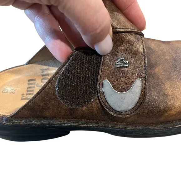 Finn Comfort Belem Slip On Mule Clog Brown Leather Shoes Women’s 37 D US 6.5-7
