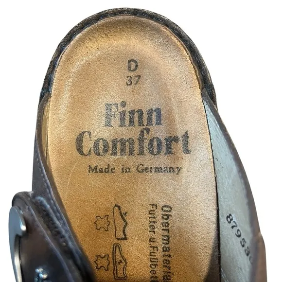Finn Comfort Belem Slip On Mule Clog Brown Leather Shoes Women’s 37 D US 6.5-7