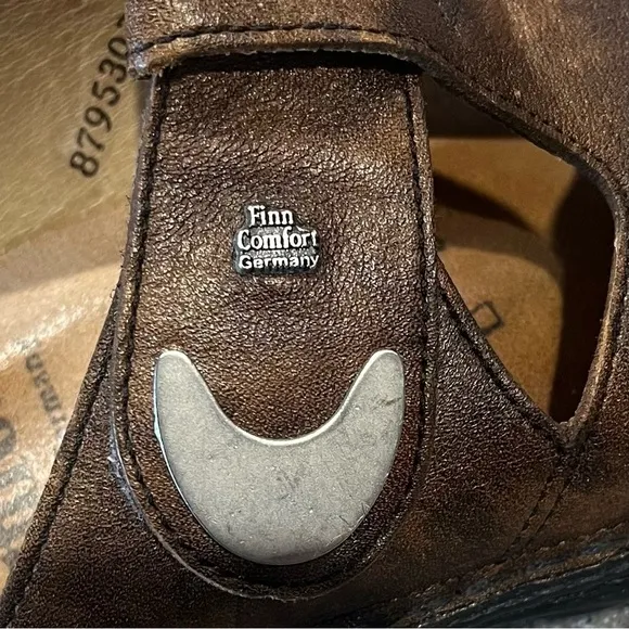 Finn Comfort Belem Slip On Mule Clog Brown Leather Shoes Women’s 37 D US 6.5-7