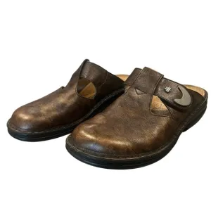 Finn Comfort Belem Slip On Mule Clog Brown Leather Shoes Women’s 37 D US 6.5-7