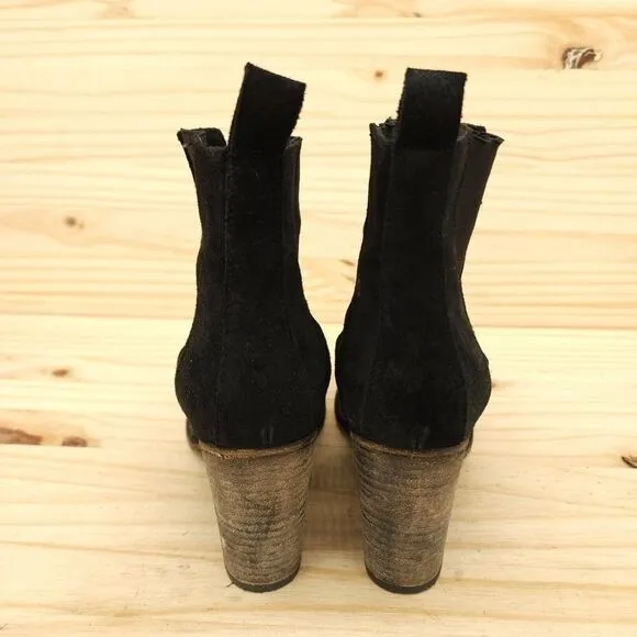 Firth Womens Heeled Chelsea Boots Sz 8 39 Black Suede Chic Preppy Western Bootie