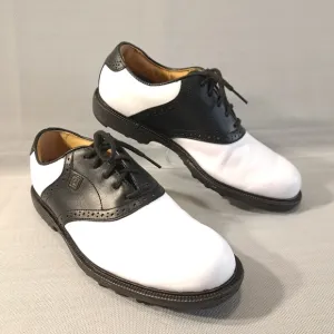FJ FOOTJOY Men's Golf Shoes White/Black 7 1/2 M Rubber‎ Cleats Leather 57009