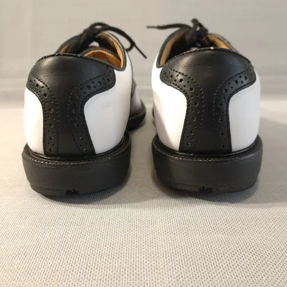 FJ FOOTJOY Men's Golf Shoes White/Black 7 1/2 M Rubber‎ Cleats Leather 57009