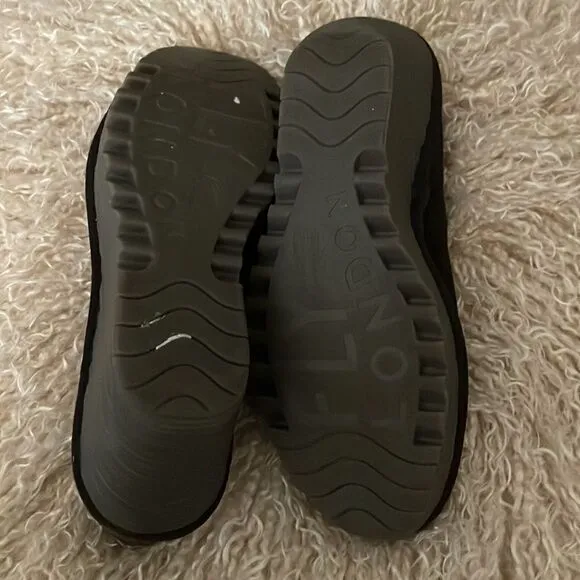 FLY LONDON Yellow Yaz Ranch  Platform Shoes in Chocolate Size 39