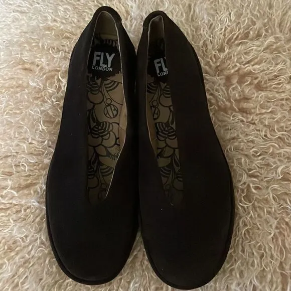 FLY LONDON Yellow Yaz Ranch  Platform Shoes in Chocolate Size 39
