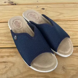 Flyflot Blue Mesh Slide On Low Wedge Sandals Open Toe Italy Size 9 EU 40
