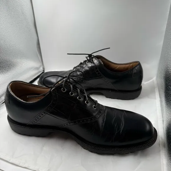 FootJoy Professional Men’s Black Leather Smooth &amp; Croc Imprint Golf Shoes Sz 11M
