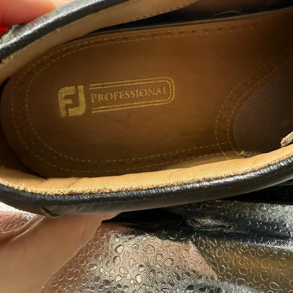 FootJoy Professional Men’s Black Leather Smooth &amp; Croc Imprint Golf Shoes Sz 11M