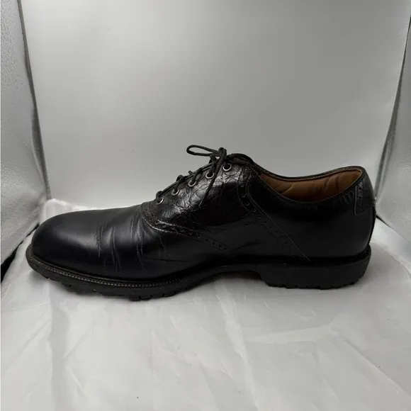 FootJoy Professional Men’s Black Leather Smooth &amp; Croc Imprint Golf Shoes Sz 11M