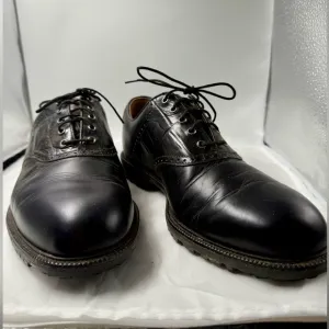 FootJoy Professional Men’s Black Leather Smooth &amp; Croc Imprint Golf Shoes Sz 11M