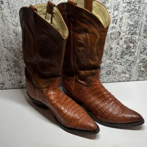 Fort Walker Hornback Alligator Cowboy Boots. Vintage-Made in USA! Size 10 1/2D