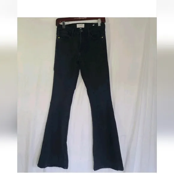 Frame Denim Le High Flare Black Stretch Flared Jeans Size 29