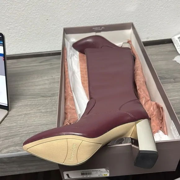Franco Sarto Catherine Hight Shaft Faux Leather Burgundy Boots