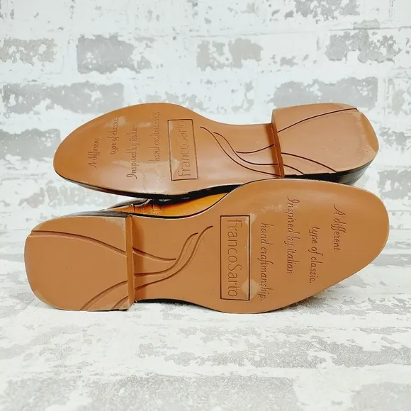 Franco Sarto Elese Leather Boots Cognac Ankle High Buckle Zip B390
