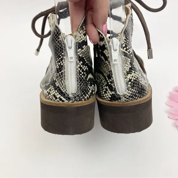 Free People Aubrey Wrap Leather Tie Platform Sandals Snakeskin
