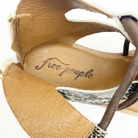 Free People Aubrey Wrap Leather Tie Platform Sandals Snakeskin