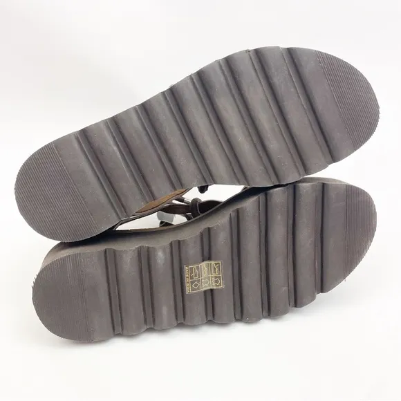 Free People Aubrey Wrap Leather Tie Platform Sandals Snakeskin