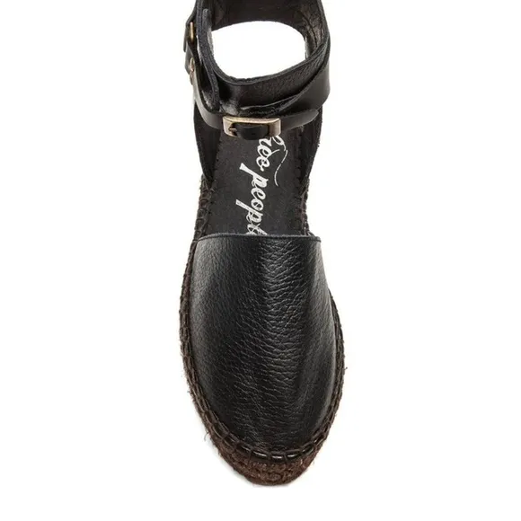 Free People Aurora Espadrilles  | Size 7.5 | Black Leather Boho Sandals