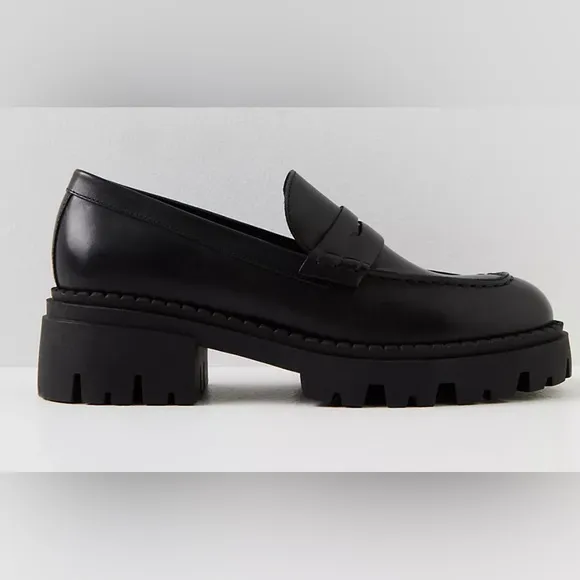 Free People Black Lyra Lug Sole Loafer Shoes New 8.5