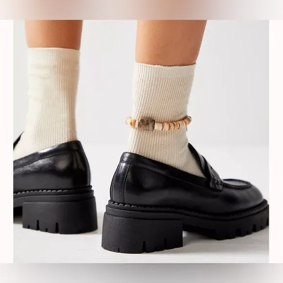 Free People Black Lyra Lug Sole Loafer Shoes New 8.5