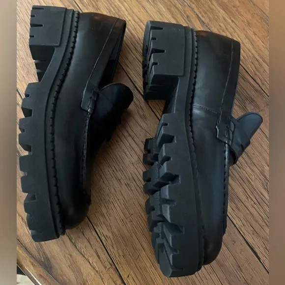 Free People Black Lyra Lug Sole Loafer Shoes New 8.5