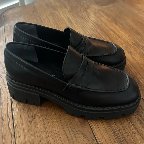 Free People Black Lyra Lug Sole Loafer Shoes New 8.5