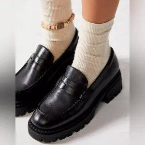Free People Black Lyra Lug Sole Loafer Shoes New 8.5