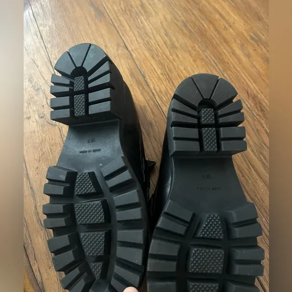 Free People Black Lyra Lug Sole Loafer Shoes New 8.5