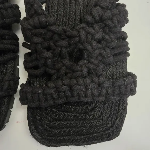 Free People Black Sandri Macrame Sandals slip on crochet bohemian beachy boho