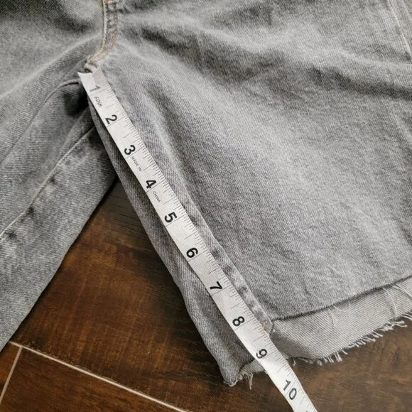 Free People Boomerang Long Jean Shorts Jortz Womens 26 Boho Grunge Baggy Denim