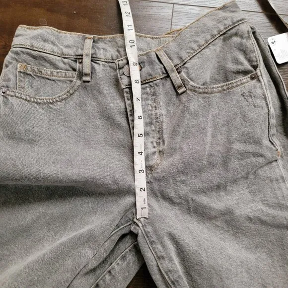 Free People Boomerang Long Jean Shorts Jortz Womens 26 Boho Grunge Baggy Denim