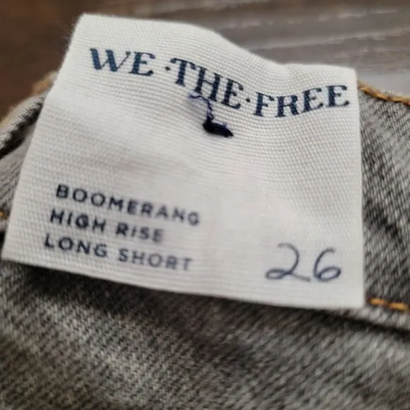 Free People Boomerang Long Jean Shorts Jortz Womens 26 Boho Grunge Baggy Denim