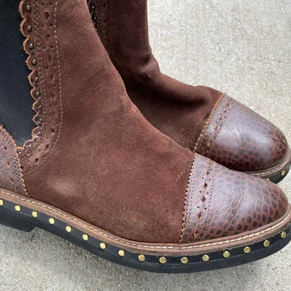 Free People Chelsea Brown Leather Ankle Boots
